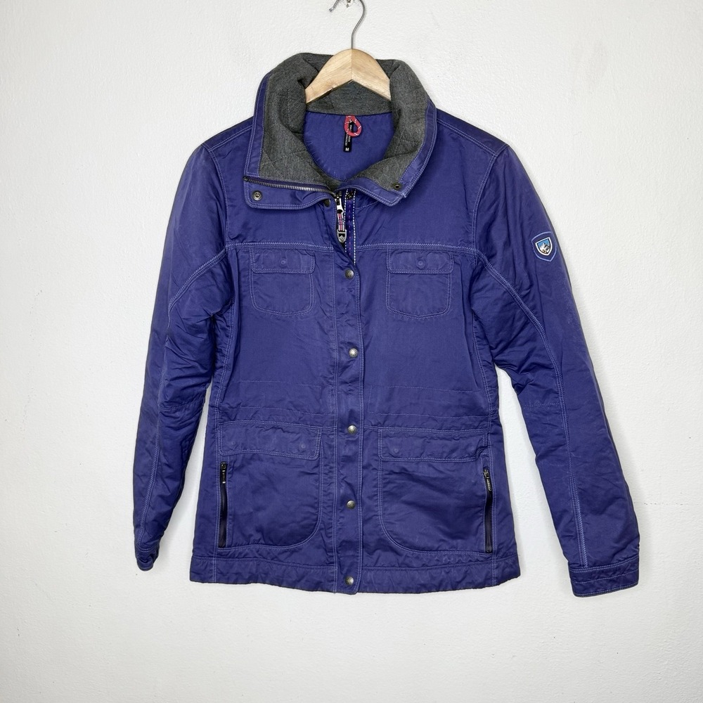 Kuhl Blue/purple Luna Jacket Jersey Lined Zip Snap Closure Womens Medium